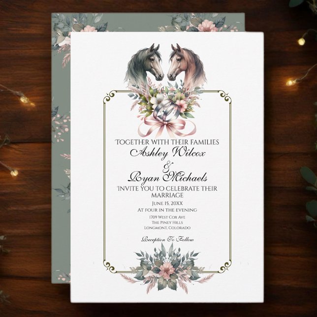 Convite Casamento Elegante de Cavalo de Primavera (Enjoy this beautiful collection of elegant watercolor designs.)