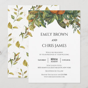 Convite Casamento Elegante De Citrus Greenery