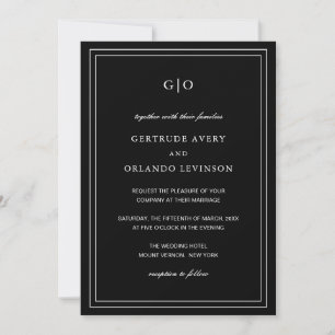 Convite Casamento elegante de código QR preto clássico