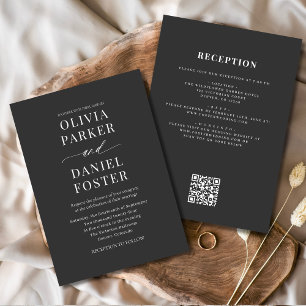 Convite Casamento Elegante de Código QR Tudo Clássico em U