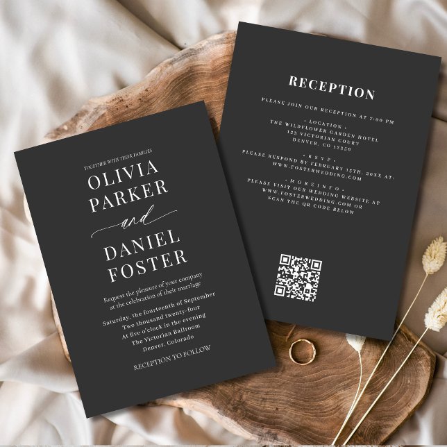 Convite Casamento Elegante de Código QR Tudo Clássico em U (Criador carregado)