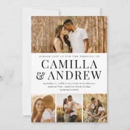 Convite Casamento Elegante de Colagem de Fotos Moderna 4