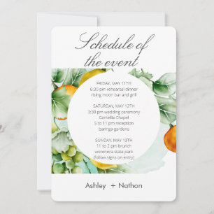 Convite Casamento Elegante de cor d'água floral e Fruta