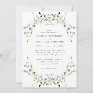 Convite Casamento Elegante De Cor De Água Azul De Flor Sel