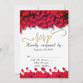 Convite Casamento Elegante de Corações Vermelhos RSVP