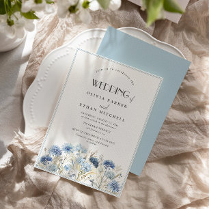Convite Casamento Elegante de Cornflower Azul DUSTY