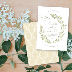 Convite Casamento Elegante de Crest Floral Branca Crise Ro