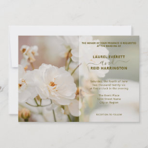 Convite Casamento Elegante De Dreamy White Rose Foto Vinta