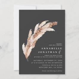 Convite Casamento elegante de erva preta de vassoura natur