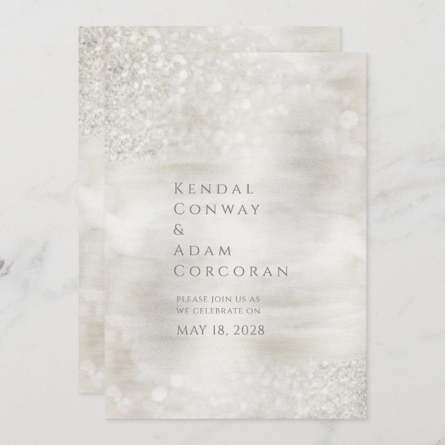 Convite Casamento Elegante de Espumantes de Champagne Crys (Frente/Verso)