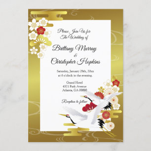 Convite Casamento Elegante de Estilo Japonês