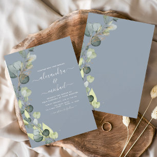 Convite Casamento Elegante de Eucalyptus Greenery Dusty
