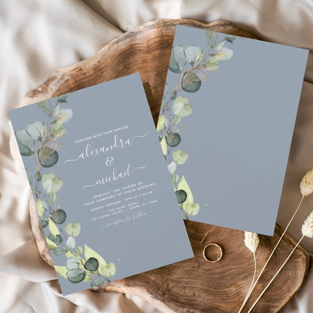 Convite Casamento Elegante de Eucalyptus Greenery Dusty (Criador carregado)