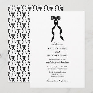 Convite Casamento Elegante de Fita Arco Negra Formal