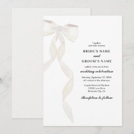 Convite Casamento Elegante de Fita de Arco Branco Formal