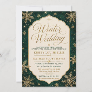 Convite Casamento Elegante de Floco de Neve de Inverno