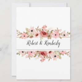 Convite Casamento Elegante de Flor Rosa ELLE