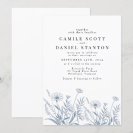 Convite Casamento Elegante de Flor Silvestre Periwinkle