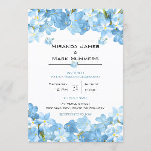 Convite Casamento Elegante De Flores De Água Azul