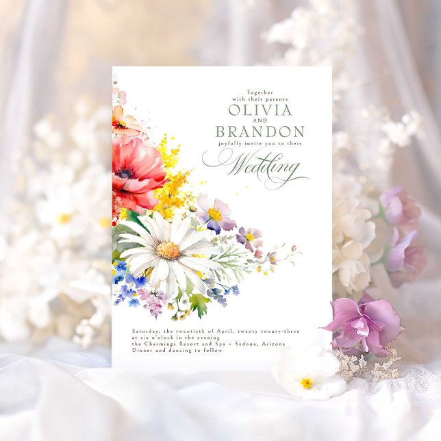 Convite Casamento Elegante de Flores Selvagens (Wildflowers Wedding Invitations)