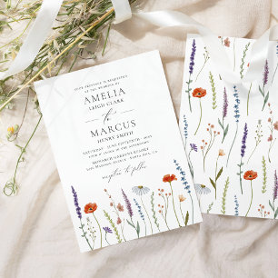 Convite Casamento Elegante de Flores Silvestres
