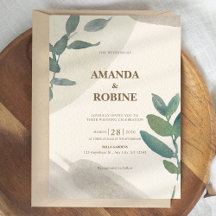 Casamento Elegante De Folha De Água Verde Minimali