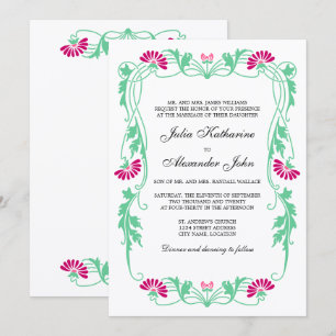 Convite Casamento Elegante de Folhas Florais e Sujeiras