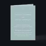Convite Casamento Elegante De Foto Azul Com Mutação Simple<br><div class="desc">Convite dobrado moderno de casamento,  apresentando um simples design com uma combinação de uma fonte sans serif contemporânea,  um roteiro elegante e uma fonte itálica.</div>