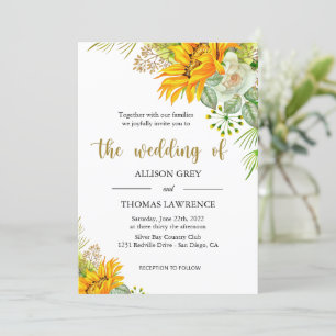 Convite Casamento Elegante de Girassóis