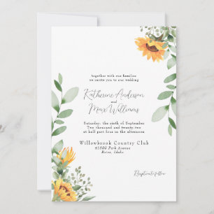 Convite Casamento Elegante de Girassóis Sem Pais