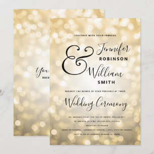 Convite Casamento Elegante de Glam de Champanhe Dourado