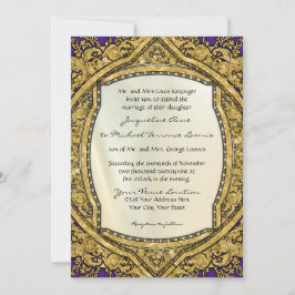 Convite Casamento Elegante de Glitter Dourado com rolagem 