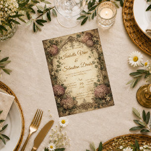 Convite Casamento Elegante de Hortênsias Vintage