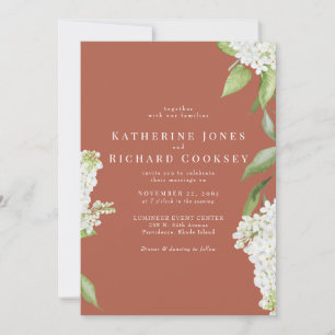 Convite Casamento Elegante de Hydrangea Cinnamon White