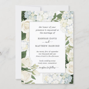 Convite Casamento Elegante de Hydrangea Rosa do Branco Rom
