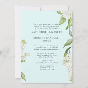 Convite Casamento Elegante de Hydrangea Seafoam IV