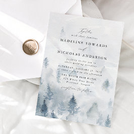 Convite Casamento Elegante de Inverno na Floresta