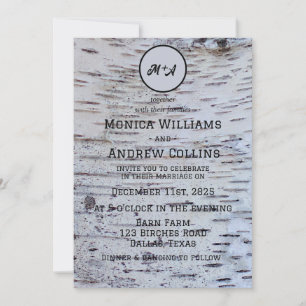 Convite Casamento Elegante de Latidos da Árvore Rústica de