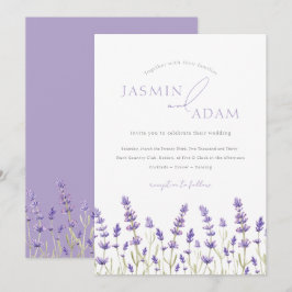 Convite Casamento Elegante de Lavanda Floral na Primavera