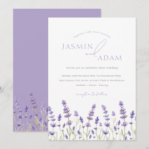 Convite Casamento Elegante de Lavanda Floral na Primavera