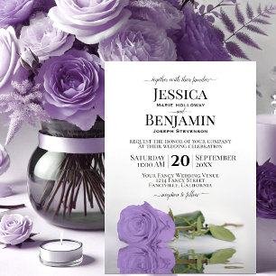 Convite Casamento Elegante de Lavanda Roxo-Rosa