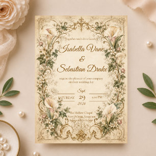 Convite Casamento Elegante de Lírio Calla Vintage