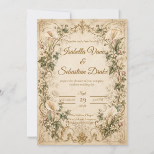 Convite Casamento Elegante de Lírio Calla Vintage