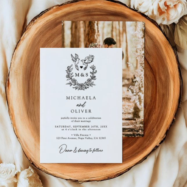 Convite Casamento Elegante De Manuscritos Botânicos Minima (Criador carregado)