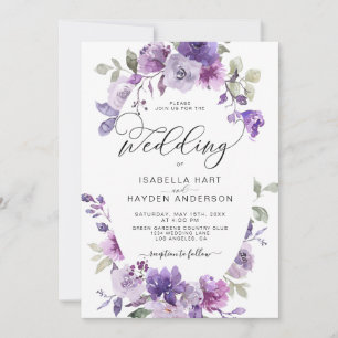 Convite Casamento Elegante de Mauve Floral Mauve Dusty Lil
