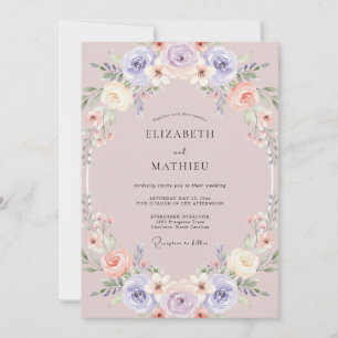 Convite Casamento Elegante de Mauve na Primavera