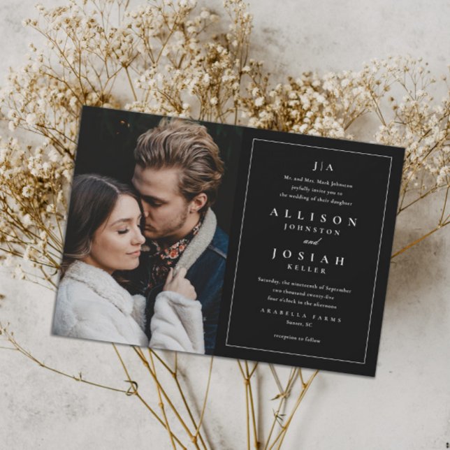 Convite Casamento Elegante de Monograma Clássico (Criador carregado)