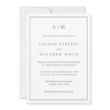 Casamento Elegante de Monograma de Cinzas Escuras 