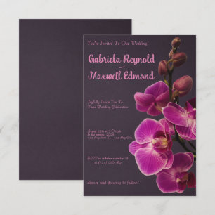 Convite Casamento Elegante de Orquídeas Rosa-Rosa