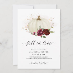 Convite Casamento Elegante de Outono com Rosas Burgundy e